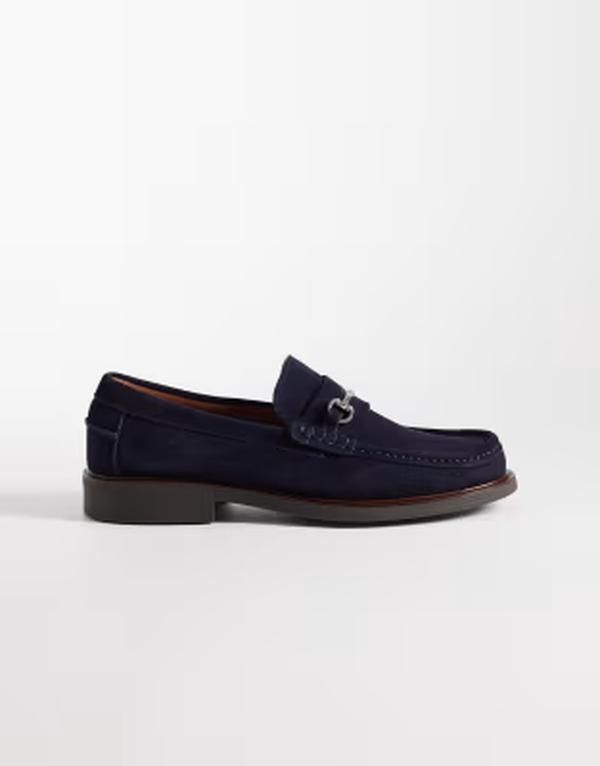 ノーク メンズ シューズ スリッポン・ローファー スエード NOAK made in Portugal penny loafersuede with gold snaffle NAVY ネイビー