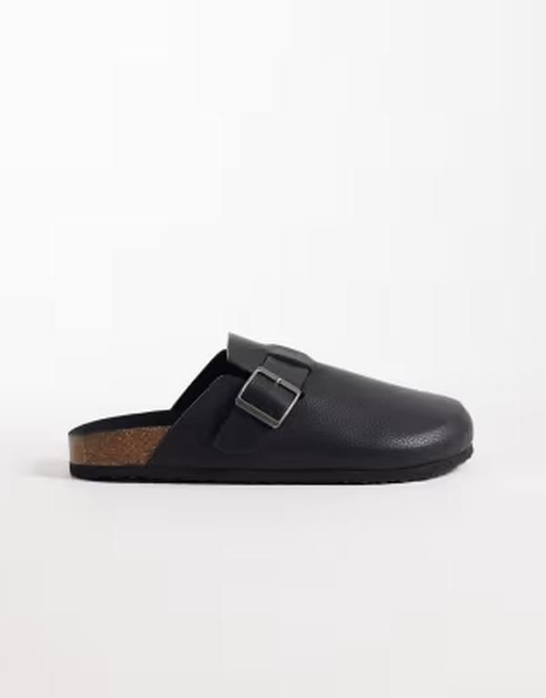 エイソス メンズ シューズ サンダル ASOS DESIGN mule sandals with cork sole Black ブラック