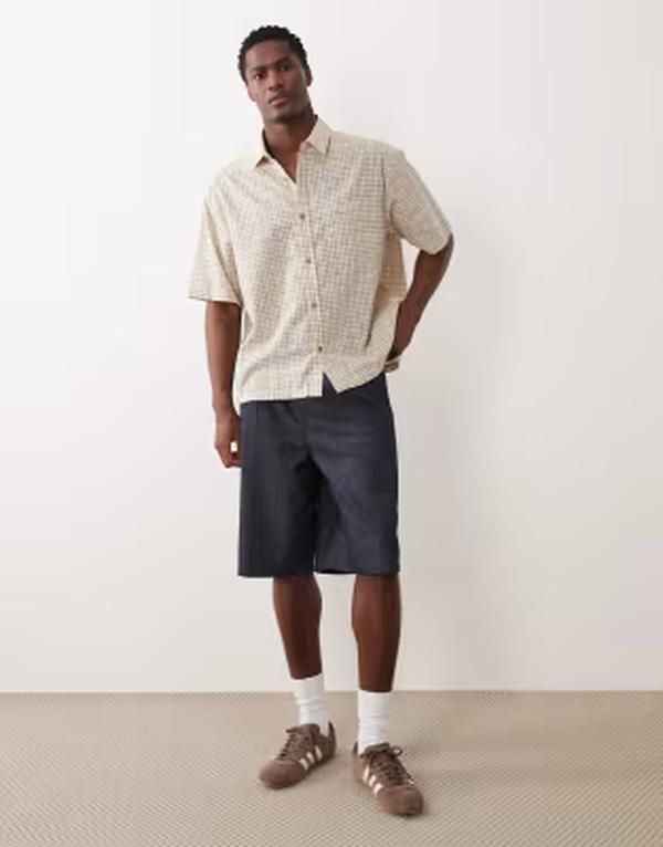 エイソス メンズ トップス シャツ ASOS DESIGN boxy oversizedad plaid shirt in yellow イエロー
