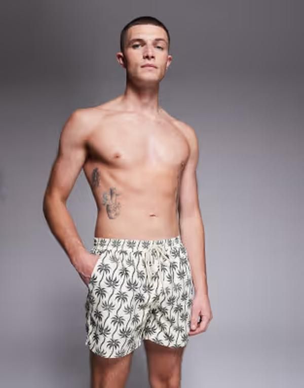 サウスビーチ メンズ 水着 ハーフパンツ・ショーツ プリント South Beach palm print swimsuit multi Black multi ブラック