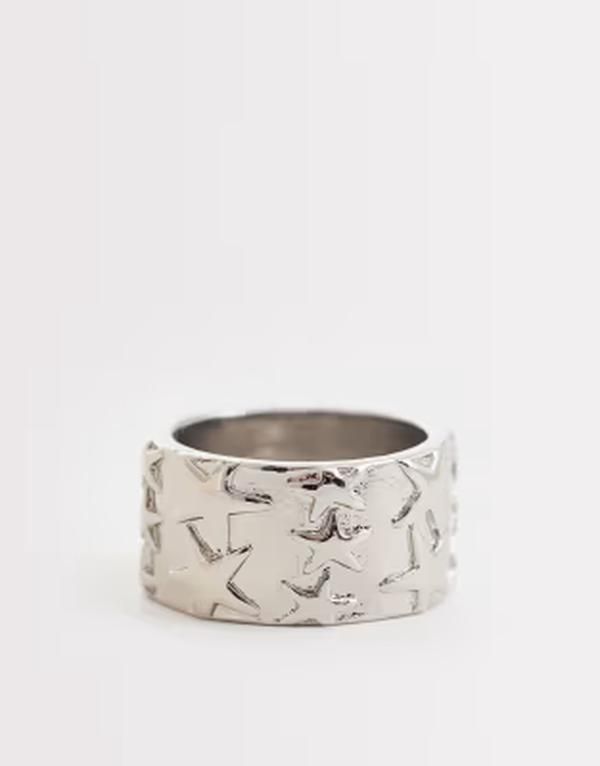 リクレイム ヴィンテージ レディース アクセサリー リング Reclaimed Vintage Unisex wide profile staring tone Silver シルバー