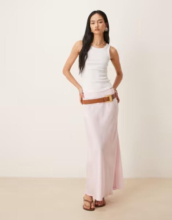 ヴィラ レディース ボトムスカート サテン マキシ VILA satin maxi skirt in cherry blossom Cherry Blossom
