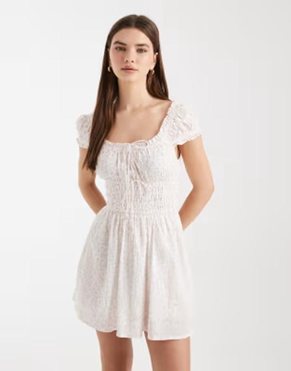 コットンオン レディース トップス ワンピース ミニ Cotton jasmine short sleeve mini dress in kristen daisy peach KRISTEN DAISY PEACH ピーチ