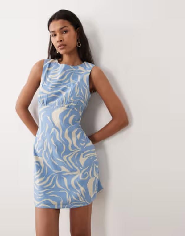 ノーバディーズ チャイルド レディース トップス ワンピース プリント ミニ Nobodys Child Vicky mini dress print Blue Print ブルー