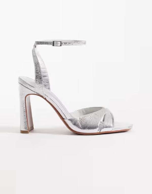 エイソス レディース シューズ サンダル キャップ ヒール ASOS DESIGNightcap crosstrap detail barely there block heel sandalsILVER シルバー 14,615円