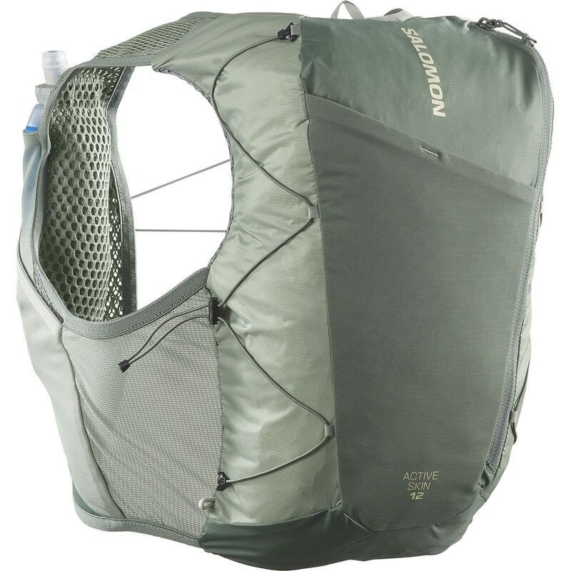サロモン メンズ バッグ バックパック・リュックサック ベスト Salomon Active Skin 12L Hydration Vest Set Laurel WreathLily PadAloe Wash
