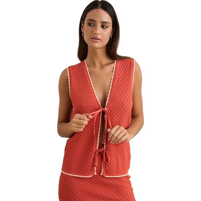 リズム レディース トップス ベスト ニット Rhythm Gigi Longline Knit Vest Womens Red レッド