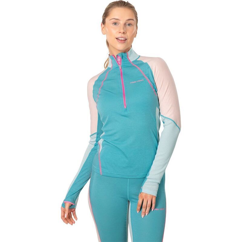 カリ ツラー レディース トップス Tシャツ 長袖 Kari Traalma 12Zip LongSleeve Baselayer Shirt Womens Blue Lagoon ブルー