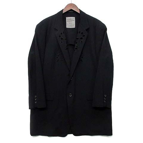 ヨウジヤマモト YOHJI YAMAMOTO 96ss 花と少年 カットワーク ジャケット ウールギャバジン ブラック 黒 M 90s