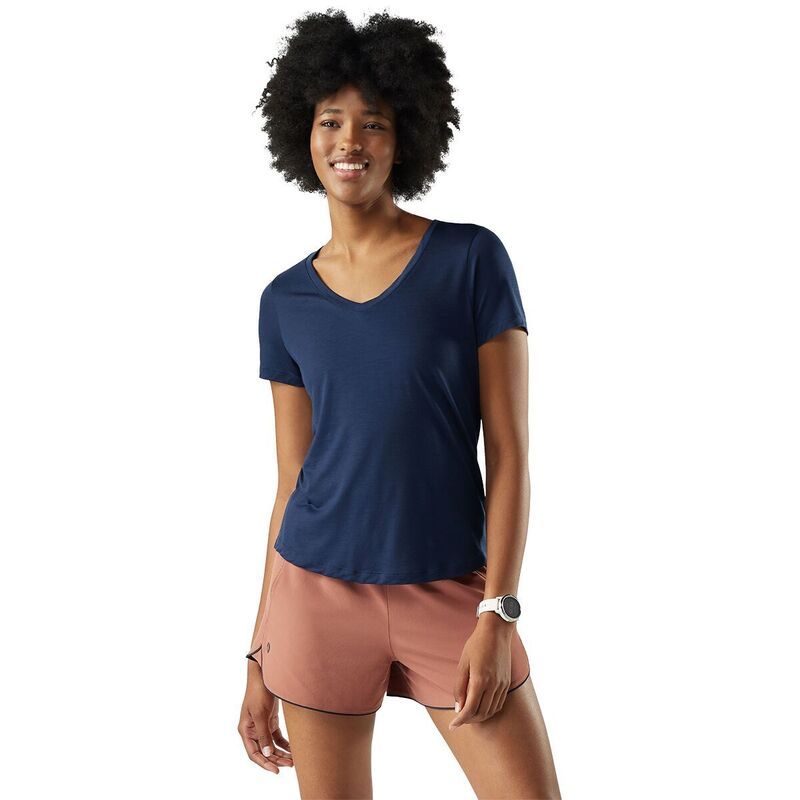 スマートウール レディース トップス Tシャツ Vネック 半袖 Smartwool Merino Sport 120 VNeck ShortSleeve Top Womens Deep Navy ネイビー
