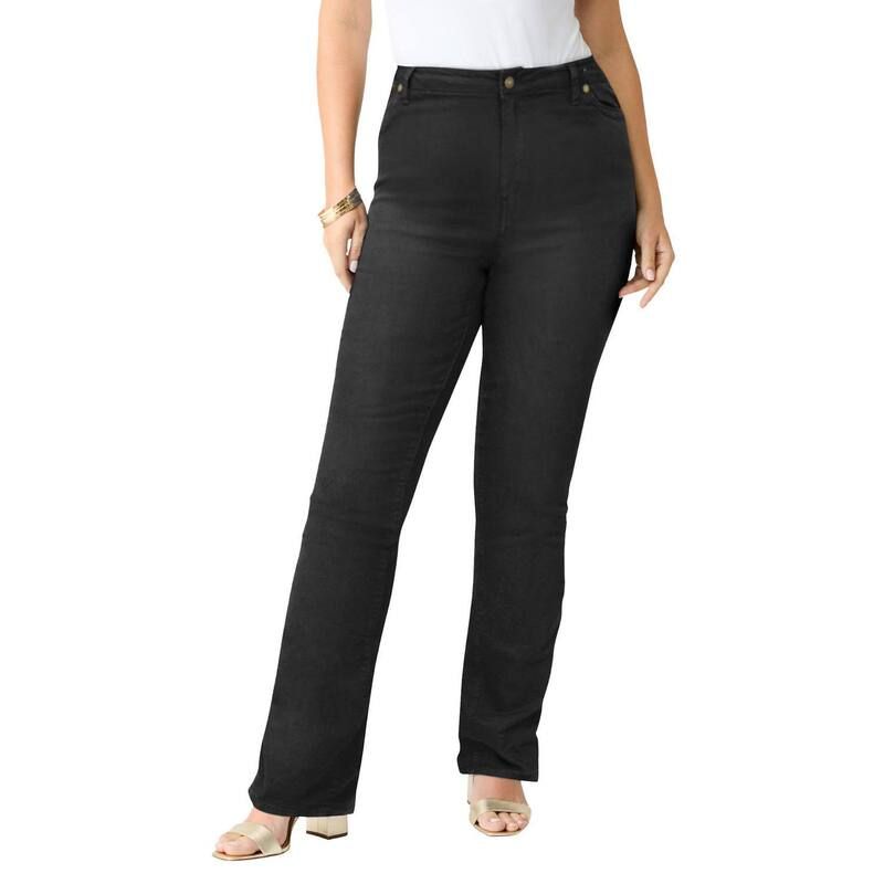 ロアマンズ レディース ボトムス デニムパンツ ブーツカット プラスサイズ ブーツ Roamans Womens Plusize Classic Stretch Bootcut Jean Black Denim ブラック