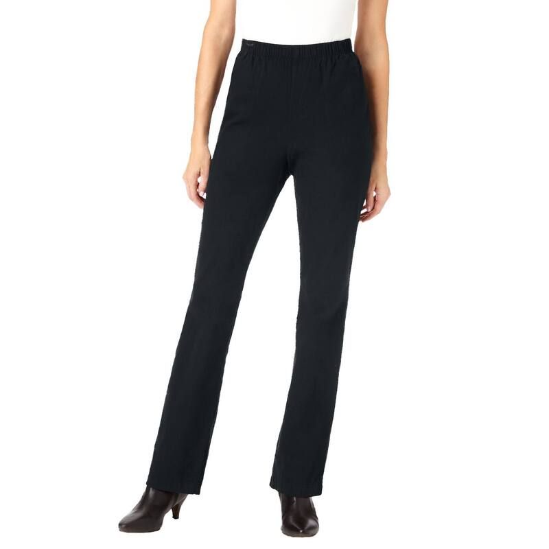 ウーマン ウィズイン レディース ボトムス デニムパンツ ブーツカット プラスサイズ ブーツ ジーンズ Woman Within Plusize Fineline Stretch Denim PullOn Bootcut Jeans Black ブラック