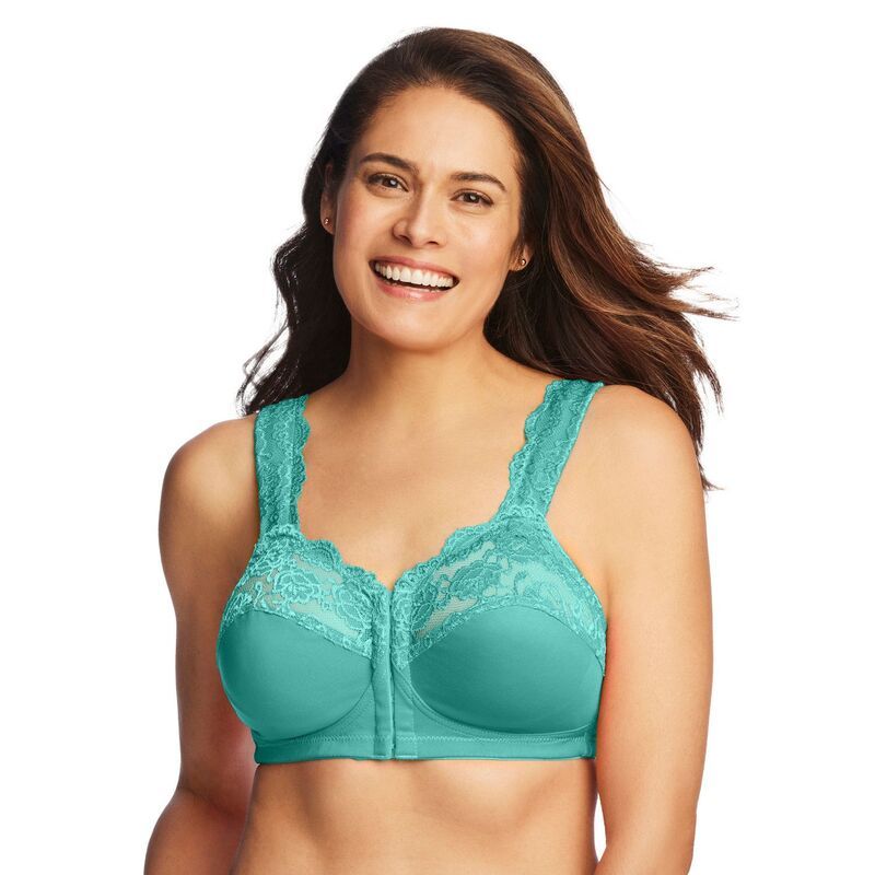 コンフォート チョイス レディース アンダーウェア ブラジャー プラスサイズ Comfort Choice Womens Plusize Front Close Wireless Gel Strap Braquatic Green グリーン