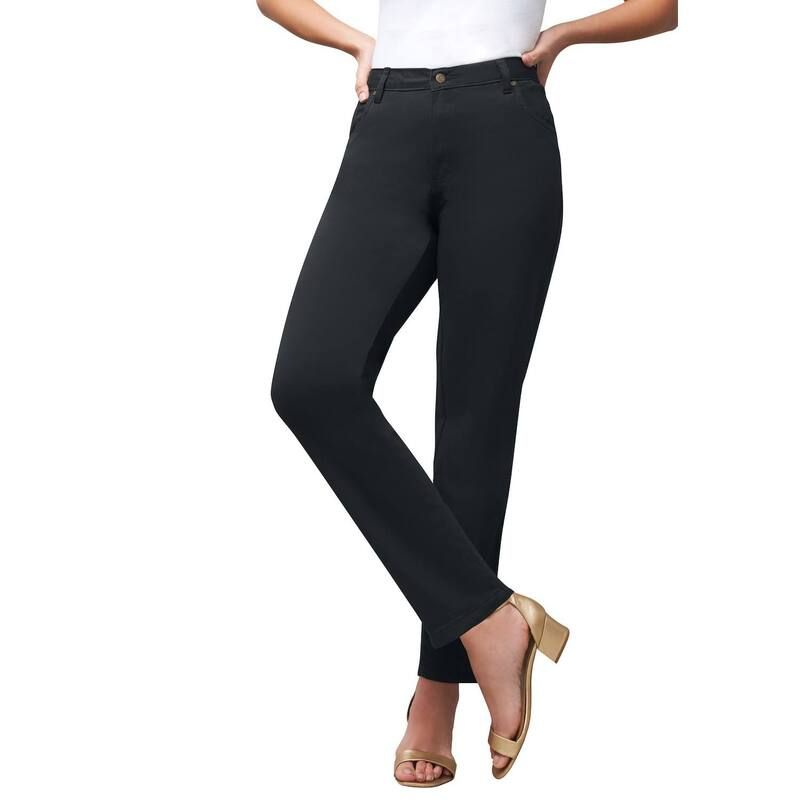 ジェシカロンドン レディース ボトムス デニムパンツ ストレート プラスサイズ Jessica London Womens Plusize True Fit Stretch Denim Straight Leg Jean Black ブラック