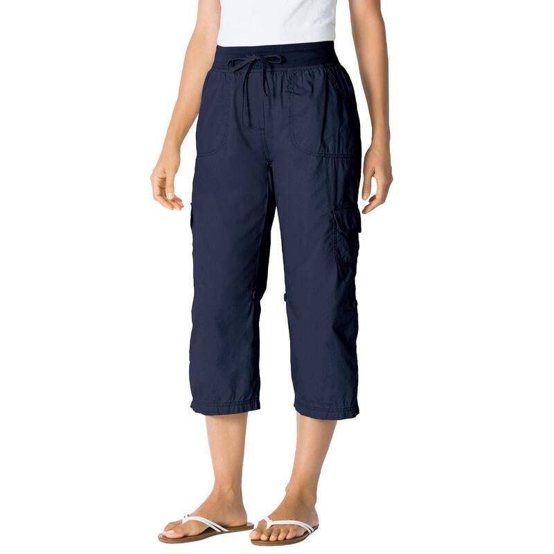 ウーマン ウィズイン レディース ボトムス カジュアルパンツ プラスサイズ プチ キャップ Woman Within Plusize Petite Convertiblength Cargo CapriBermuda Navy ネイビー