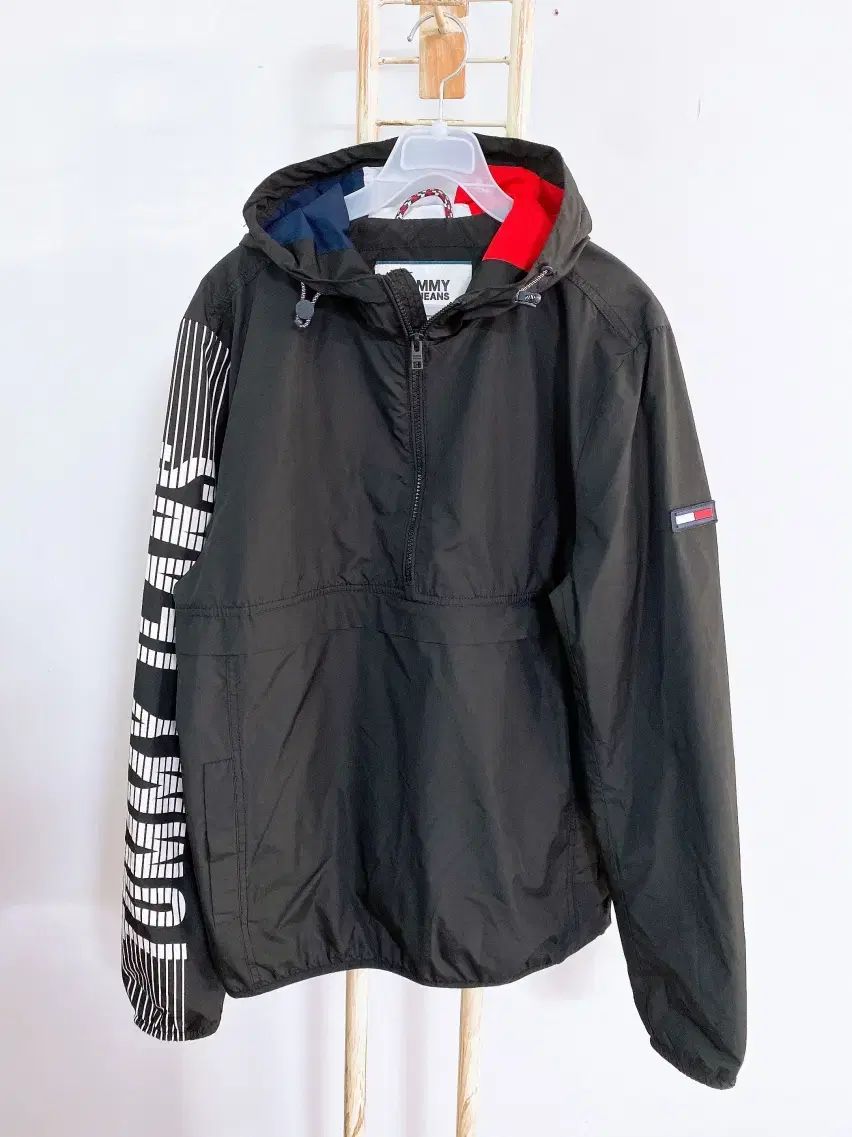 モンヴィンテージ (M推奨) Tommy Hilfiger メンズ レタリング Anorak（アノラック）ウィンドブレーカー フードTシャツ