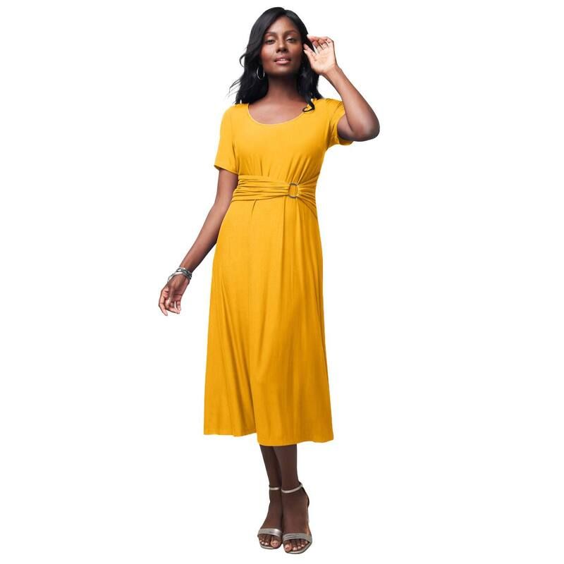 ジェシカロンドン レディース トップス ワンピース プラスサイズ ミディ Jessica London Womens Plusize Buckle Midi Dressunset Yellow イエロー