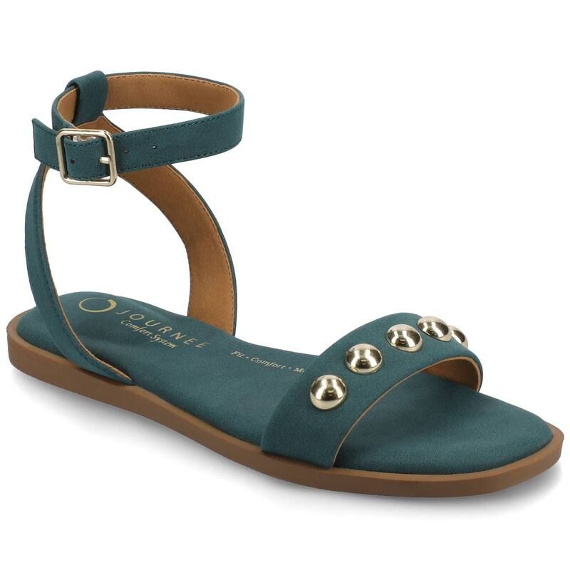 ジャーニー レディース シューズ サンダル アンクル Journee Womens Primrose Ankle Strap Flat Sandals Teal Nubuck ティール