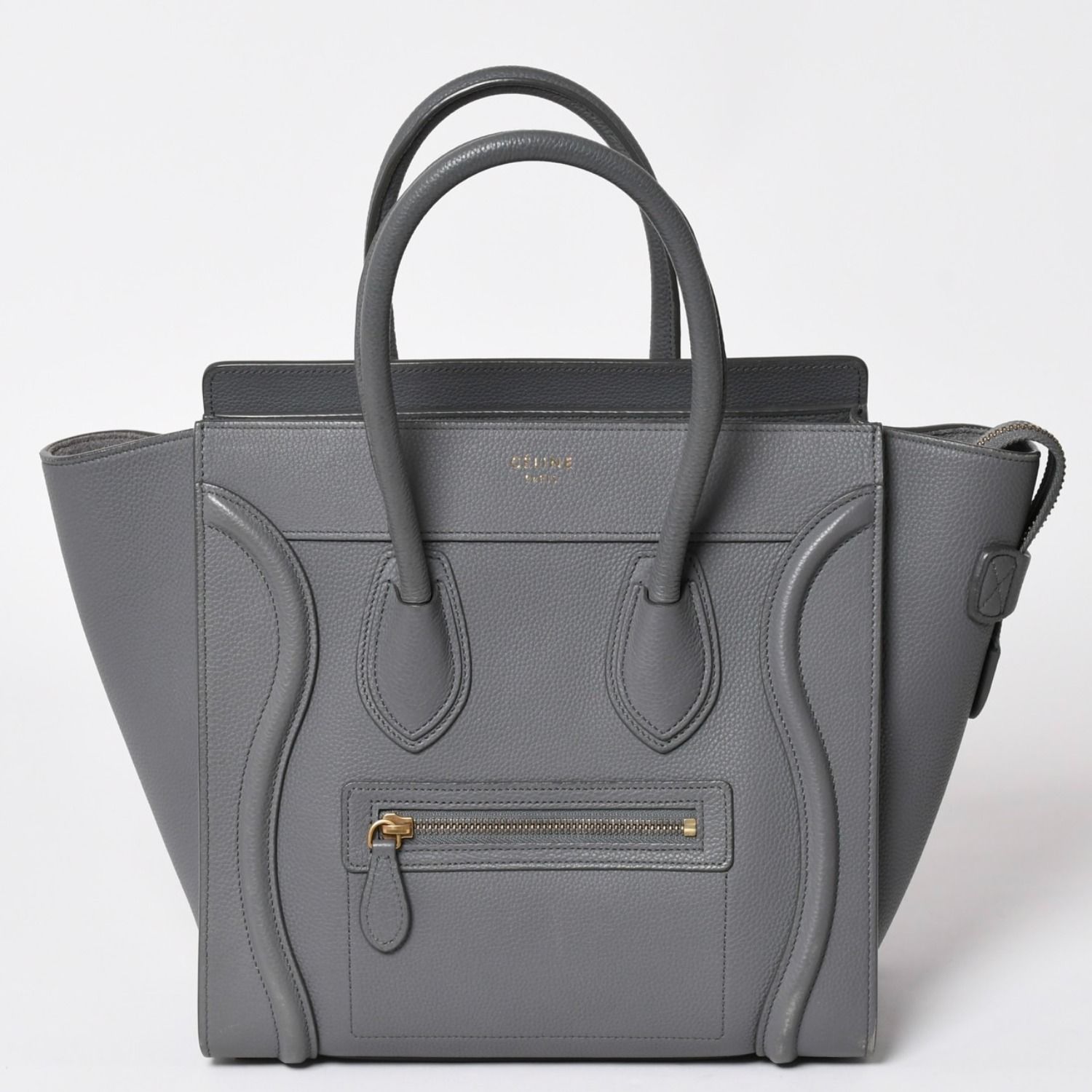 CELINE セリーヌ ラゲージマイクロショッパー ショルダーバッグ ハンドバッグ フィービー期 スリ グレー カーフスキン スエード ゴールド金具 廃盤 美品 中古 4a002931 96,800円