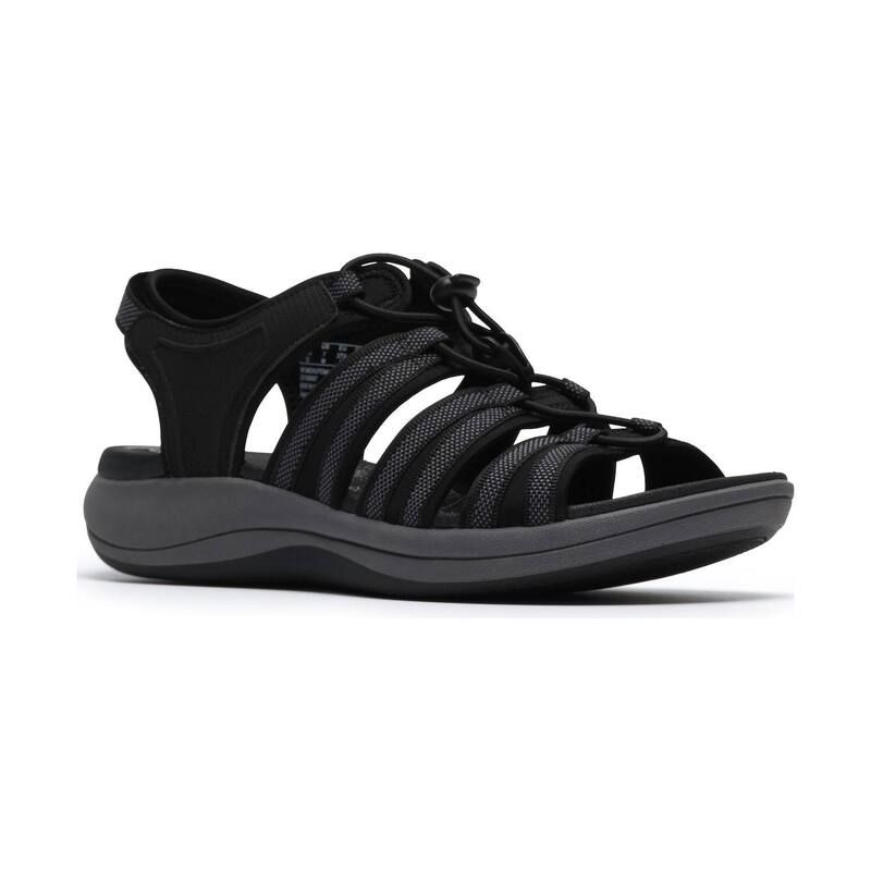 クラークス レディース シューズ サンダル Clarks Cloudsteppers Mira Mabel Womenstrappy Sport Sandals Black Textile ブラック