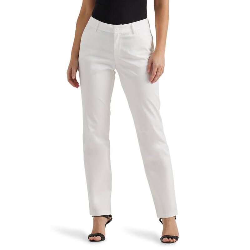 リー レディース ボトムス カジュアルパンツ リラックスフィット Womens Lee WrinkleFree Relaxed Fit StraightLeg Pants White ホワイト