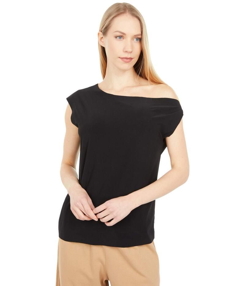 ノーマカマリ レディース トップス シャツ ドロップショルダー Norma Kamali Drop Shoulder Top Black ブラック