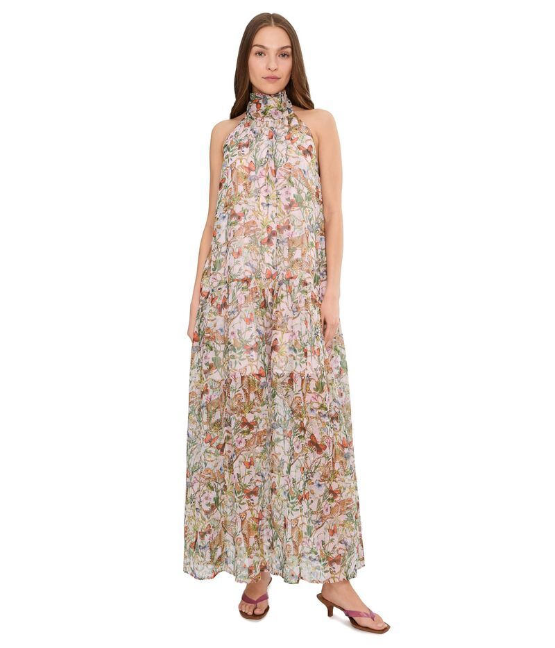 アヴェックレフィーユ レディース トップス ワンピース ノースリーブ マキシ Avec Les Filles Drop Waist High Collar Sleeveless Maxi Pink Cheetah Sc ピンク