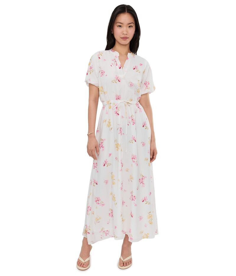 ヴィンスカムート レディース トップス ワンピース マキシ Vince Camuto Split Neck Puff Sleeve Maxi Dress Lemon Cream クリーム