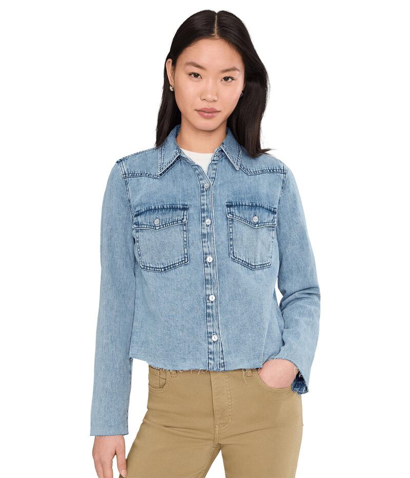 カットフロムザクロス レディース トップス シャツ KUT from the Kloth Posey Long Sleeve Shirt With Frayed Hem Addressed