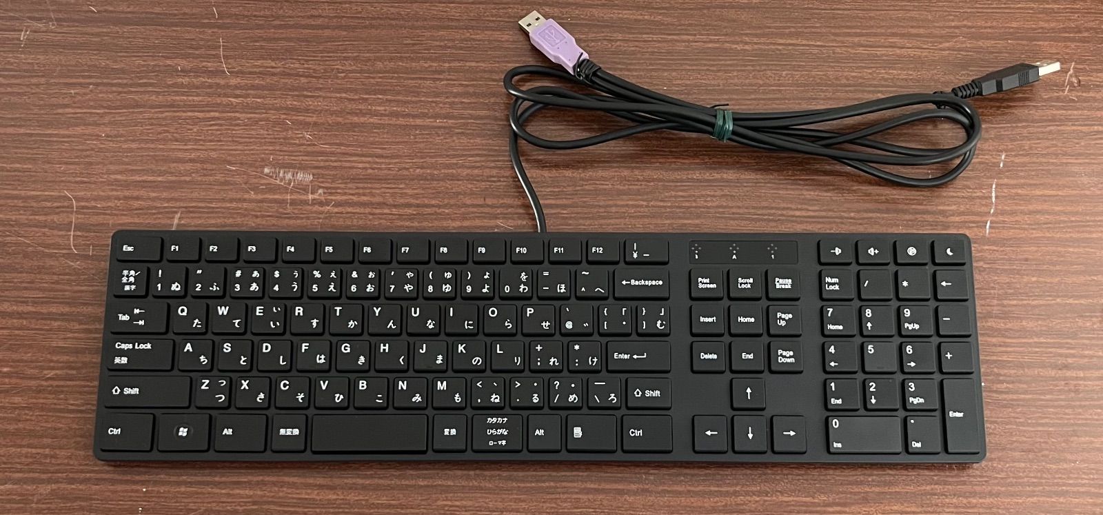 Wired Japanese Layout Full Size USB Keyboard with Numeric Keypad, Black IKE-101
