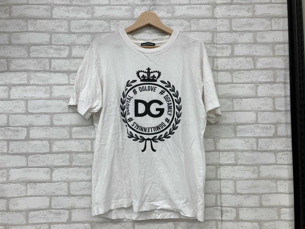DOLCE＆GABBANA ドルチェ&ガッバーナ ホワイト 半袖Tシャツ プリントT カットソー メンズ サイズ44 状態要確認 7,043円