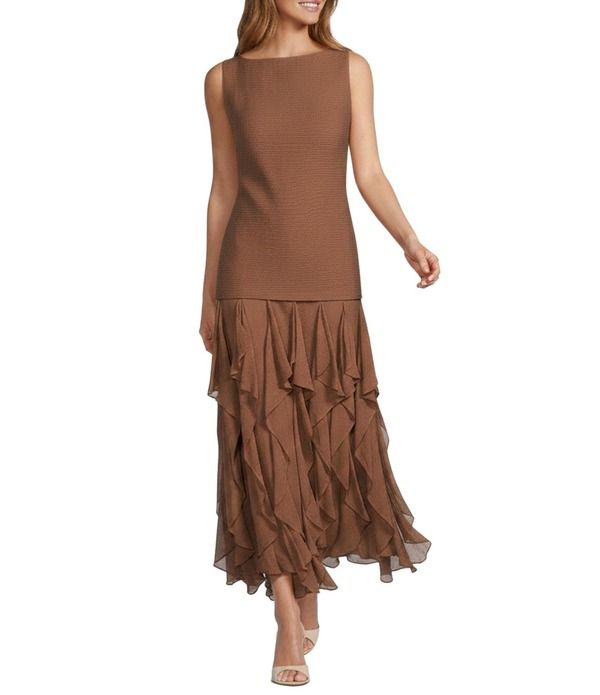 アントニオ メラーニ レディース トップス ワンピース ノースリーブ マキシ Antonio Melani Sarai Corkscrew Boat Neck Sleevelessheath Maxi Dress Coconut