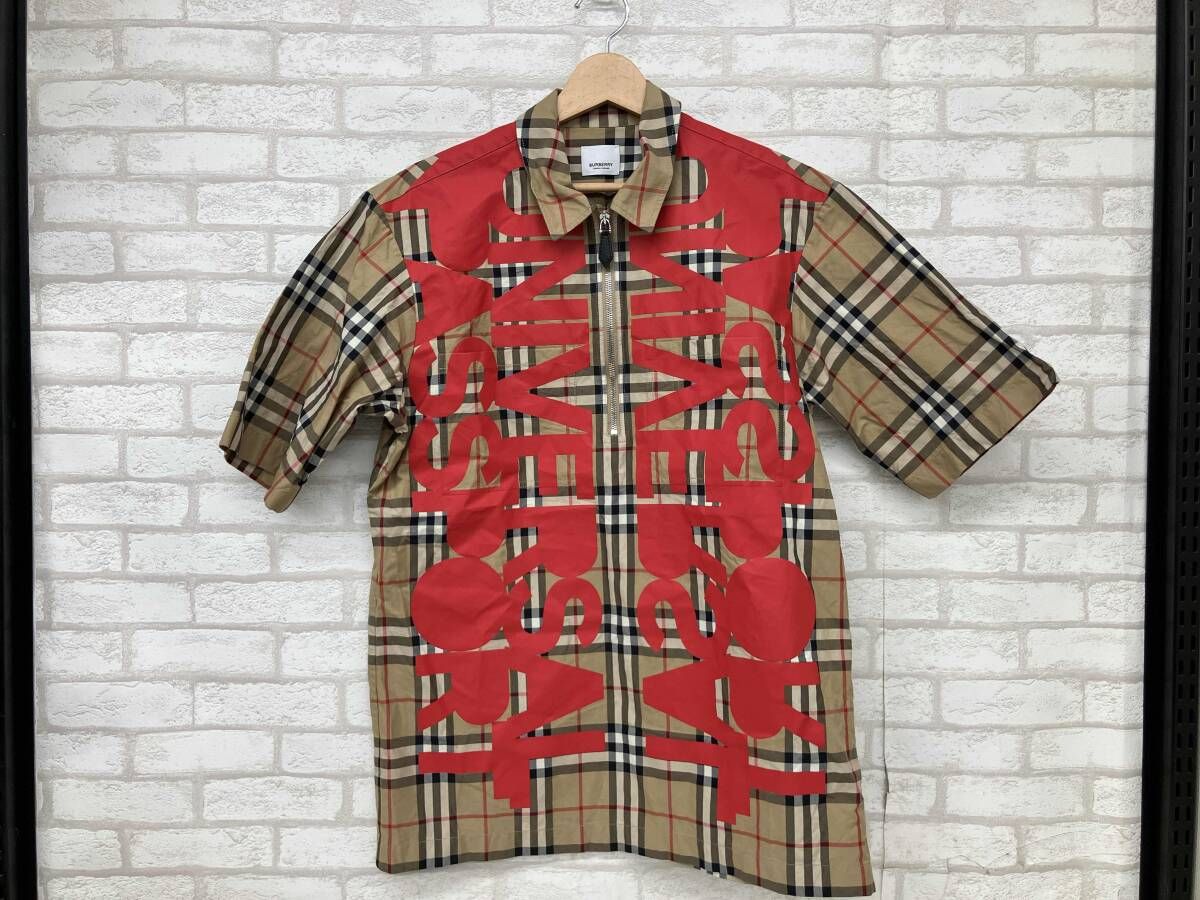 BURBERRY ユニバーサルパスポート ハーフジップ プルオーバー プルオーバーシャツ メンズ チェック柄 ベージュ ノバチェック 22SS