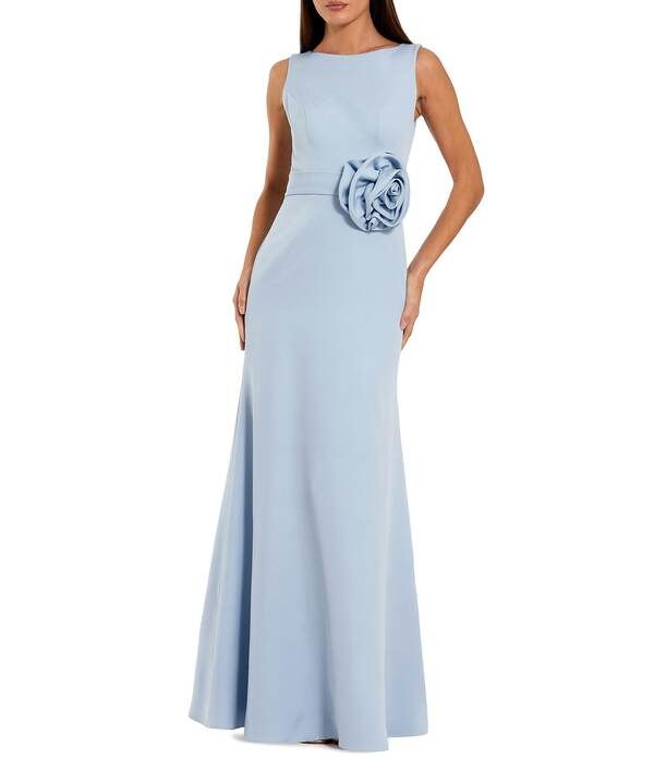 マックダガル レディース トップス ワンピース クレープ A ライン ハイネック ノースリーブ Mac Duggal High Neck Sleeveless Crepe A Line Longown With Flower Periwinkle