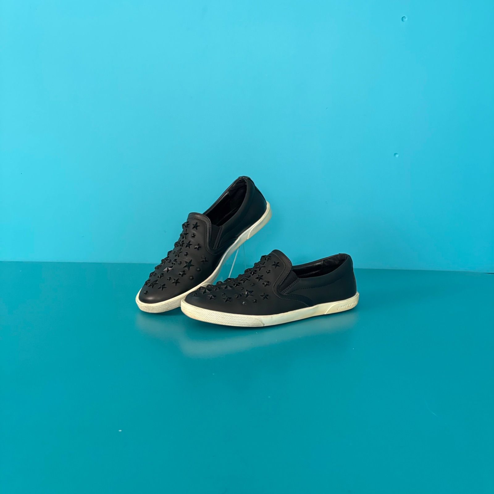 JIMMY CHOO ジミーチュウ 星柄スタッズ レザースリッポン 黒 サイズ37 ブラック
