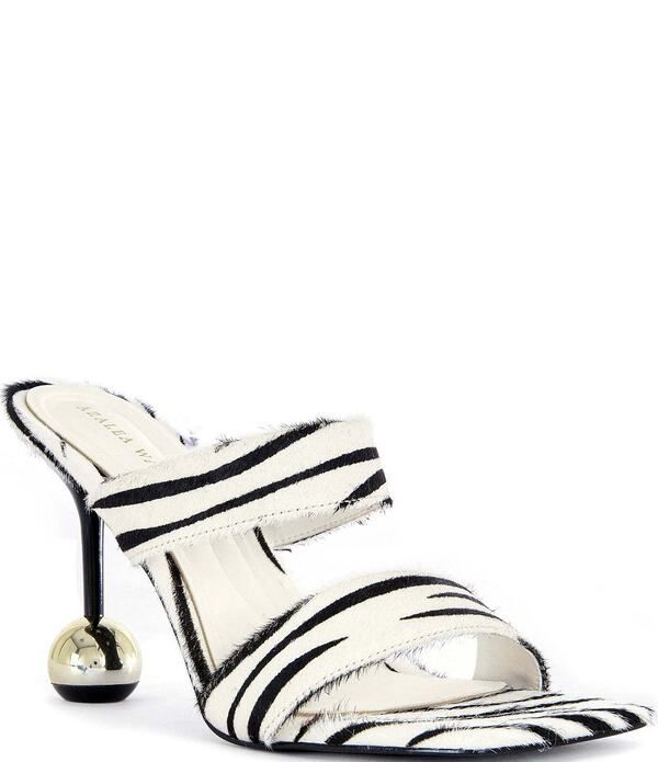 アザレア ワン レディース シューズ サンダル プリント ヒール Azalea Wang Ophiel Zebra Print Calf Hair Ball Heel Slide Sandals Zebra アニマル