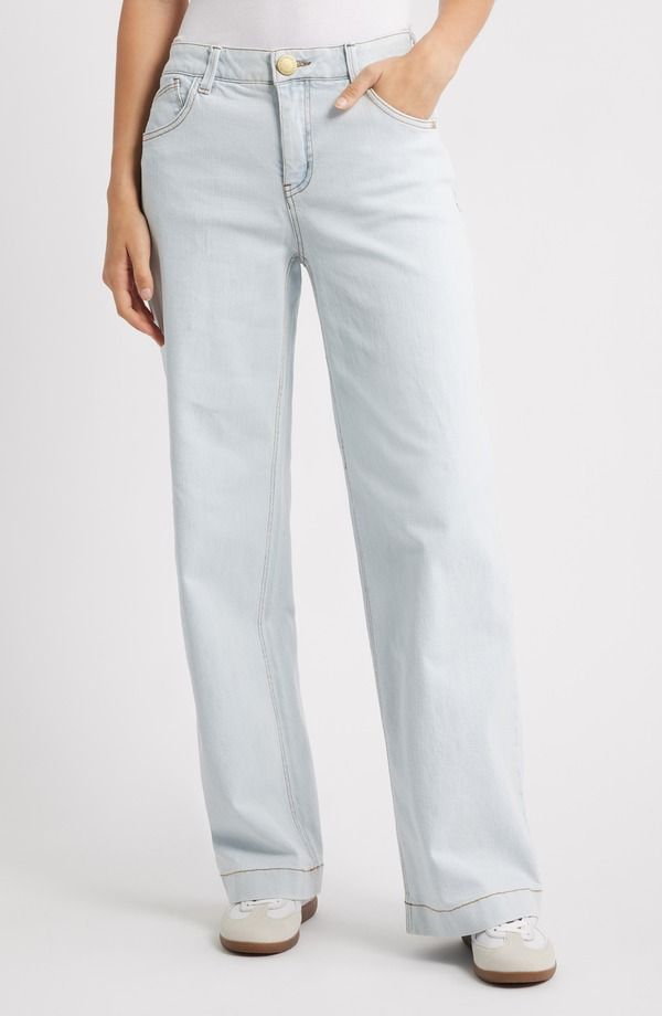 ウィットウィズダム レディース ボトムス デニムパンツ ワイドレッグ ハイウエスト ジーンズ Wit Wisdom Sam High Waist Wide Leg Jeans Powder Blue ブルー