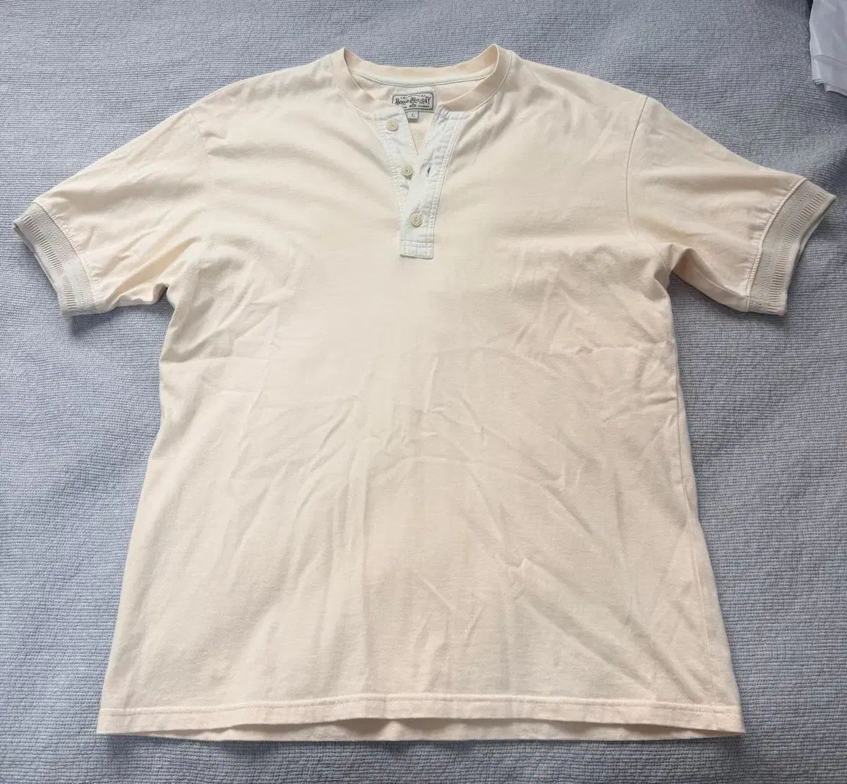 ブギーホリデー ヘンリーネック 半袖 Tシャツ アイボリー L