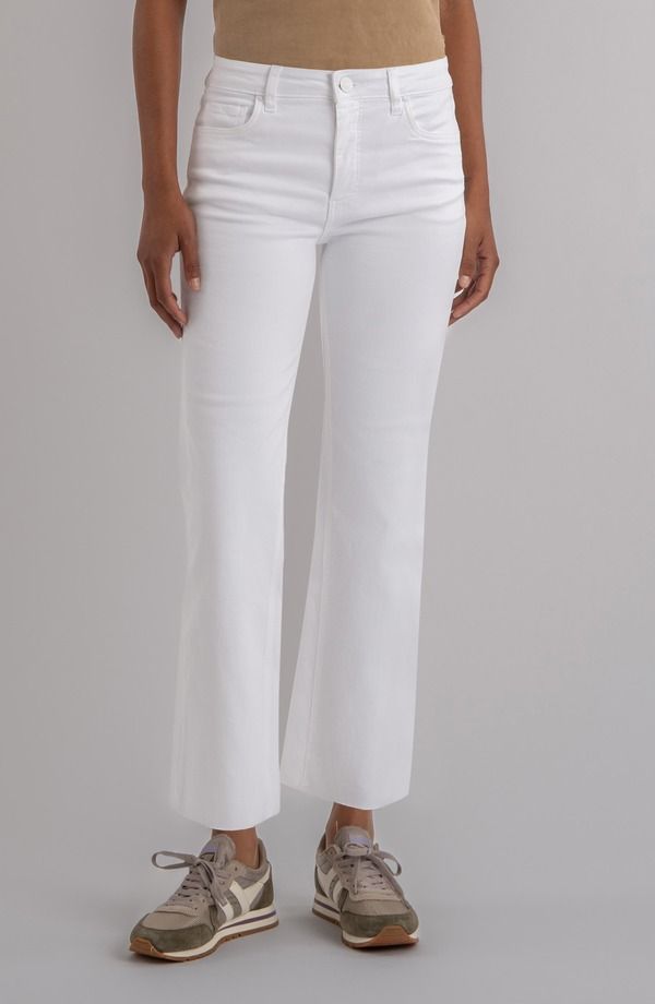 カットフロムザクロス レディース ボトムス デニムパンツ ハイウエスト フレアンクル ジーンズ KUT from the Kloth Kelsey High Waist Raw Hem Ankle Flare Leg Jeans Optic White ホワイ