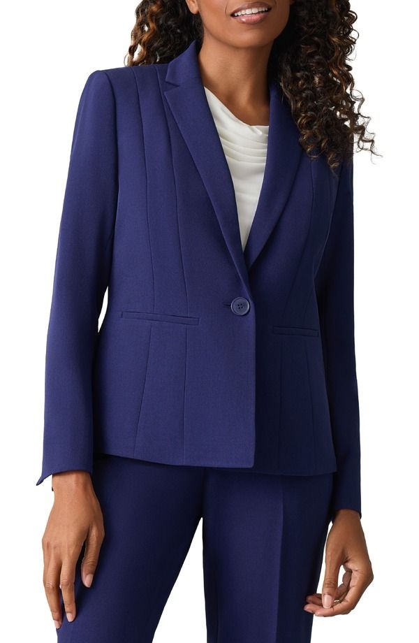 カスパール レディース アウター ジャケット・ブルゾン クレープ ブレザー KASPER Stretch Crepe OneButton Blazer Kasper Navy ネイビー