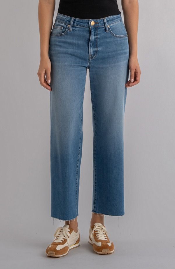 カットフロムザクロス レディース ボトムス デニムパンツ ワイドレッグ ハイウエスト アンクル ジーンズ KUT from the Kloth Raw Hem High Waist Ankle Wide Leg Jeansoaring