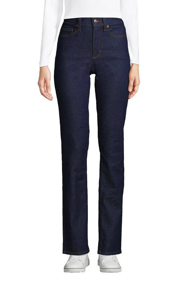 ランズエンド レディース ボトムス デニムパンツ ストレート ジーンズ Lands End Recover High Rise Straight Leg Blue Jeans Riverinse ブルー