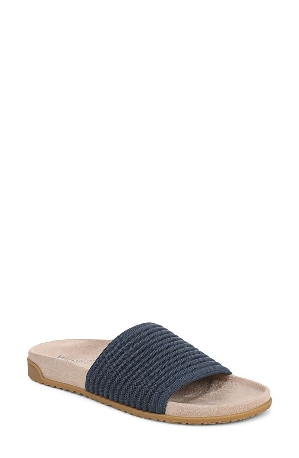 バイオニック レディース シューズ サンダル Vionic Evie Slide Sandal Dark Denim デニム