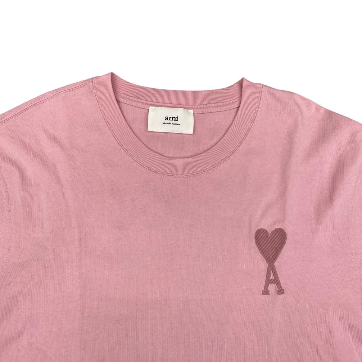 ☆アミパリス ハート刺繍Tシャツ コットン100% ピンク AMI Paris
