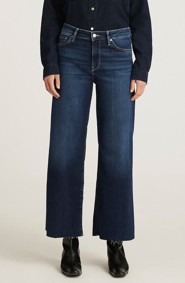 マーヴィ ジーンズ レディース ボトムス デニムパンツ ワイドレッグ Mavi Jeans Paloma Raw Hem Wide Leg Jeans Dark Blue Feather ブルー