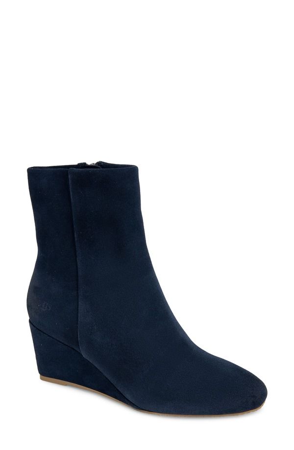 ジェントルソウルズ レディース シューズ ブーツ・レインブーツ Gentle Souls Nash Wedge Bootie Navy Suede ネイビー