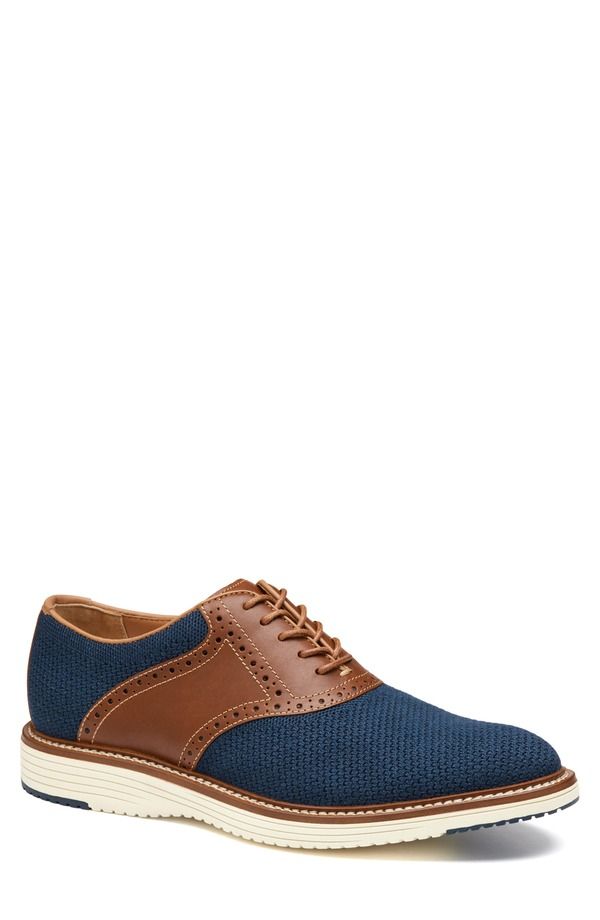 ジョンストンアンドマーフィー メンズ シューズ オックスフォード ニット Johnston Murphy Upton Knit Saddle Shoe Navy Knit Tan Full Grain ネイビー