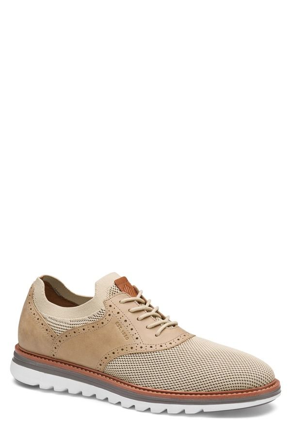 ジョンストンアンドマーフィー メンズ シューズ オックスフォード ニット Johnston Murphy Braxton Knit Saddle Shoe Beige Knit Nubuck ベージュ