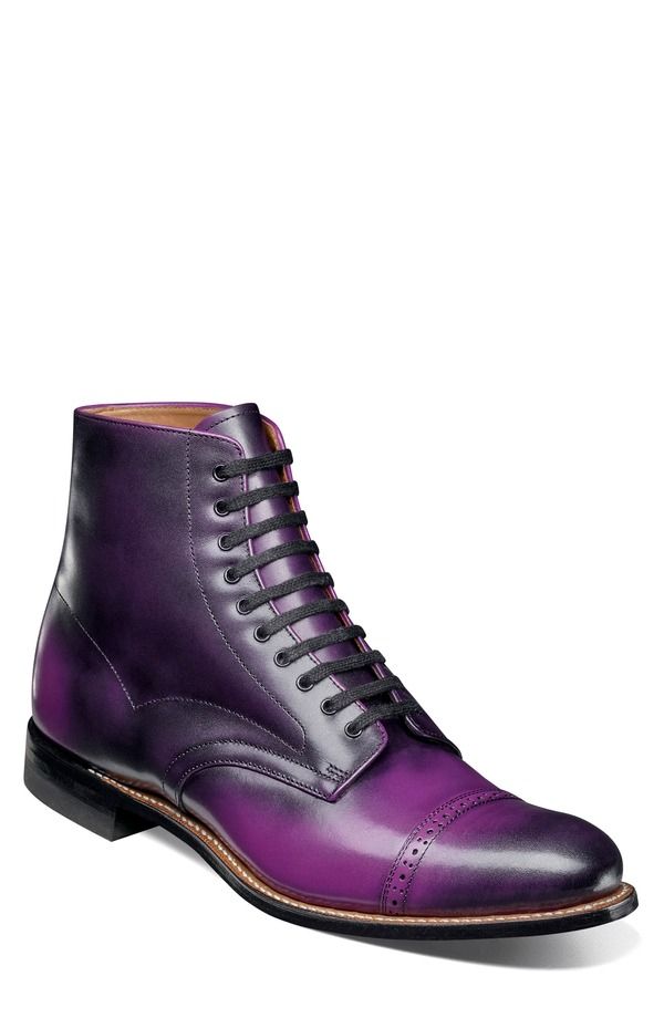 ステイシーアダムス メンズ シューズ ブーツ・レインブーツ キャップ レース Stacy Adams Madison Cap Toe Lace Up Boot Purple パープル