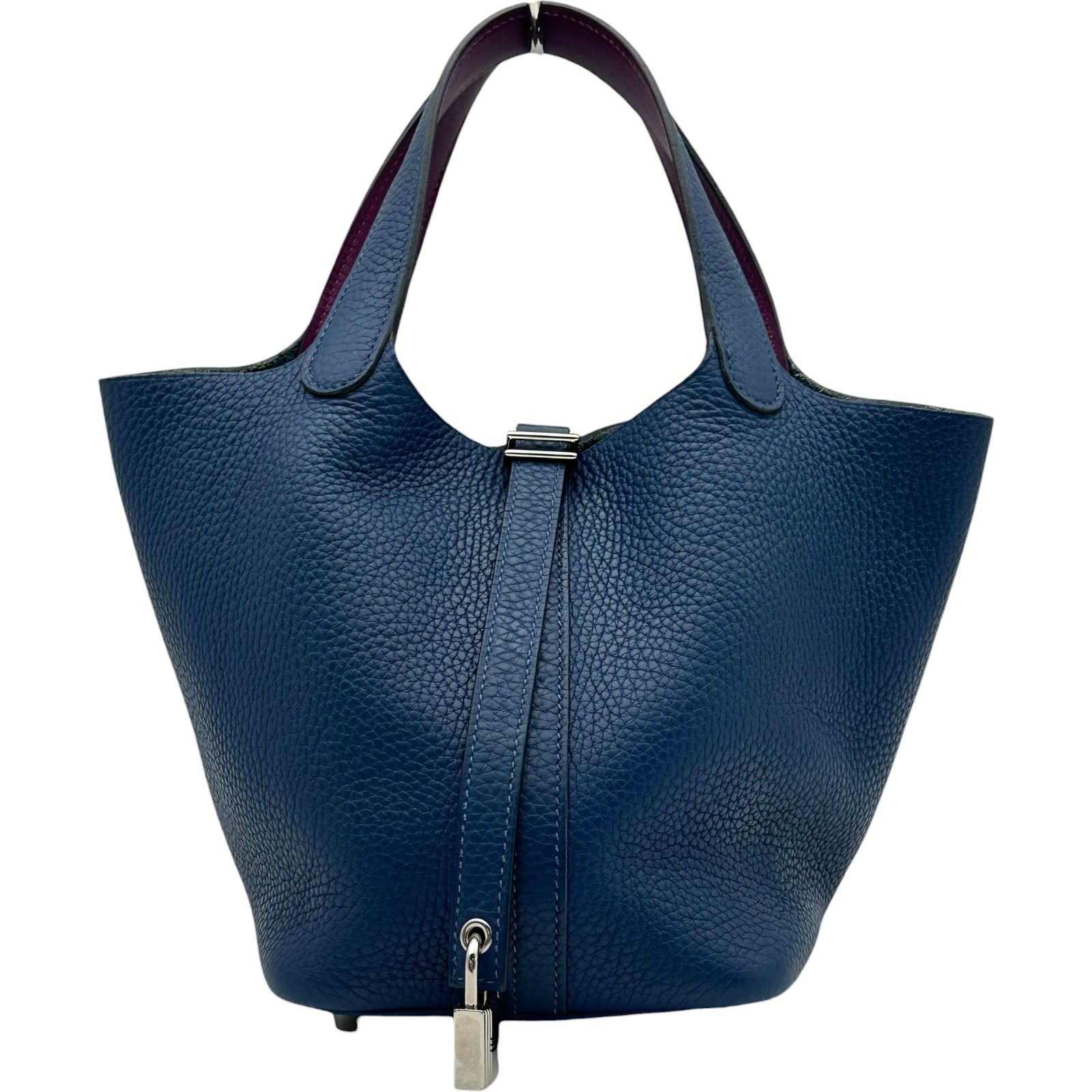 エルメス HERMES ピコタンロックPM エクラ D刻印 ブルーアガット/アネモネ シルバー金具 トリヨン レディース ハンドバッグ